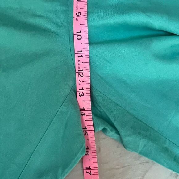 Ruby Rd. Green Surf Embellished Oasis Pockets Capri Pants linen blend size 14 - Picture 5 of 7